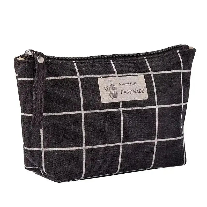 Women Plaid Makeup Bag Small Cosmetic Bag Cosmetics Organizer Zipper Make Up Pencil Case Purse Toiletry Bag Pouch Handbag Ultimate Bag Store