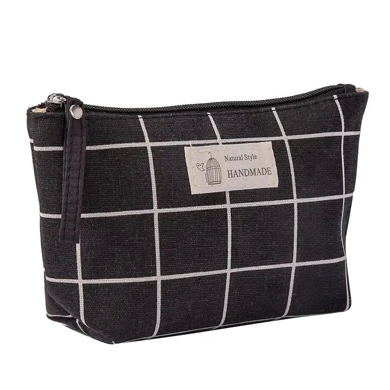 Women Plaid Makeup Bag Small Cosmetic Bag Cosmetics Organizer Zipper Make Up Pencil Case Purse Toiletry Bag Pouch Handbag Ultimate Bag Store