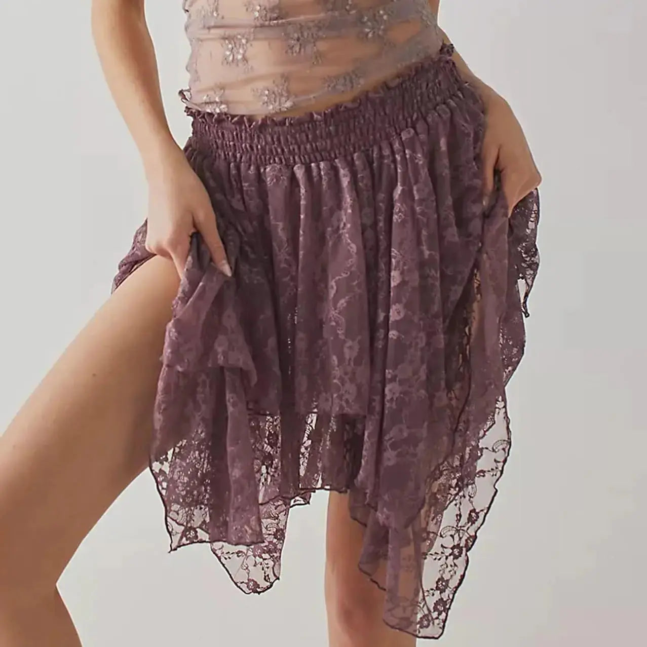 Women Y2k Lace Mini Skirts Summer Lace Slip Skirt Pleated_Vivareflex_Online