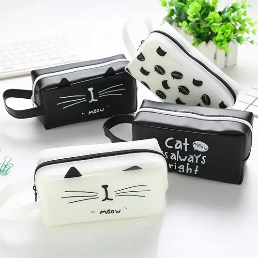 Women's Cute Cat Travel Cosmetic Bag Waterproof Makeup Bag Wash Pouch Student Pencil Case Tote Style Toiletry Bag Ultimate Bag Store