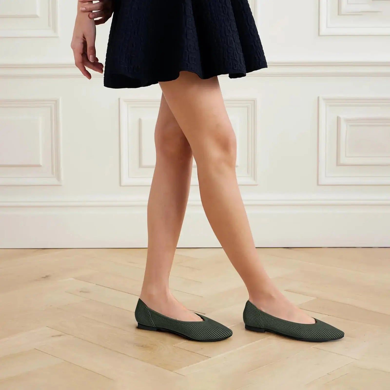 Women's Flats Shoes Pointed Toe Knit Ballet Comfortable Dressy Slip On Flat 8 Green - Vivareflex Online