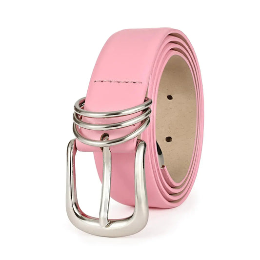 Women's Leather Belts with Gold Buckle Fashion Leather Waist Belt_Vivareflex Online