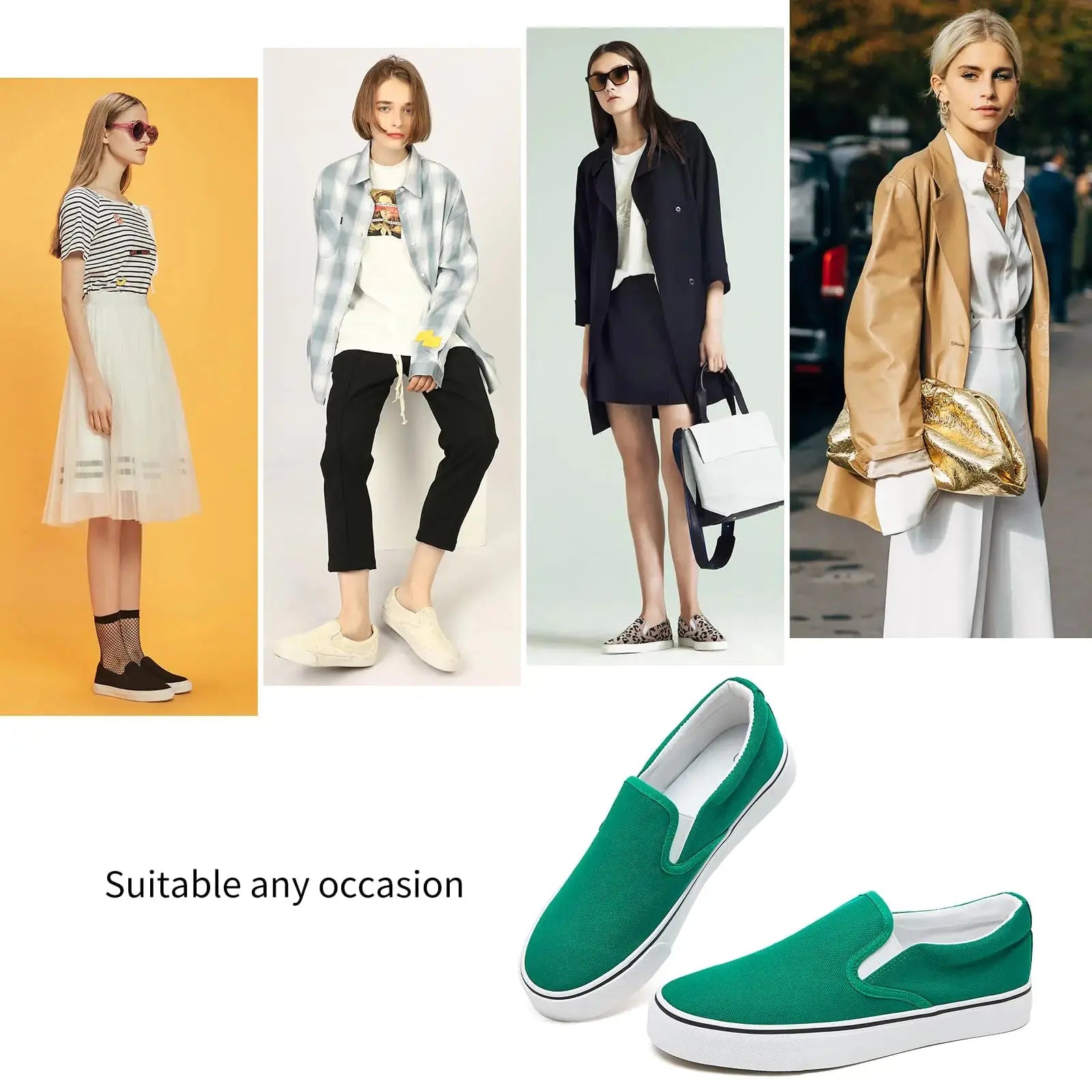 Women's Slip on Shoes Canvas Sneakers Loafers Non Slip Shoes Low Top Casual Shoes 9.5 Dark Green - Vivareflex Online