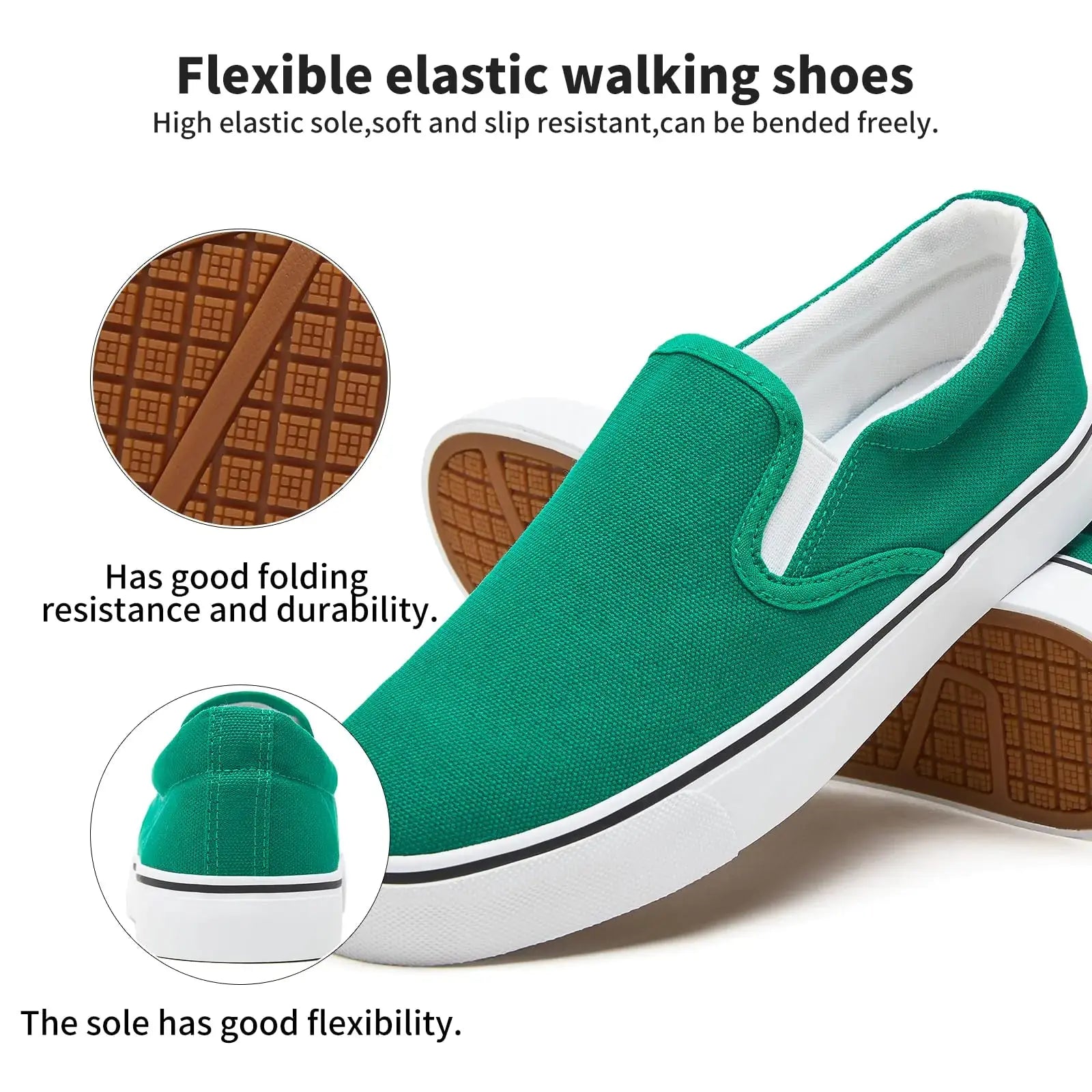 Women's Slip on Shoes Canvas Sneakers Loafers Non Slip Shoes Low Top Casual Shoes 9.5 Dark Green - Vivareflex Online