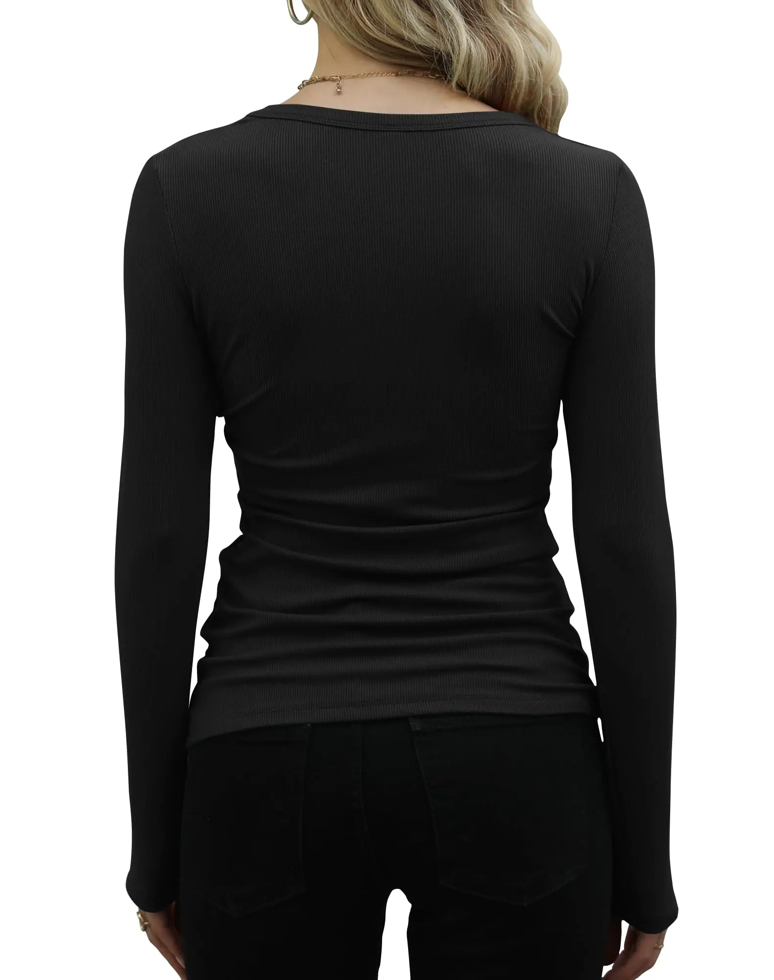 Womens Ribbed Long Sleeve Fitted Knit Tops_Vivareflex_Online