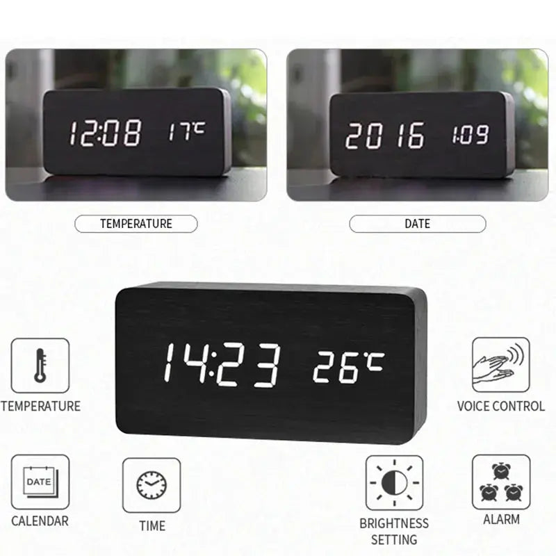Wooden Digital Alarm Clock Vivareflex Online