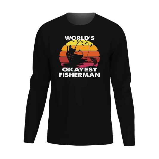 World's Okayest Fisherman Men Long Sleeve Shirt Vivareflex Online