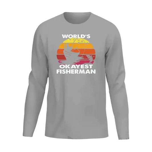 World's Okayest Fisherman Men Long Sleeve Shirt Vivareflex Online