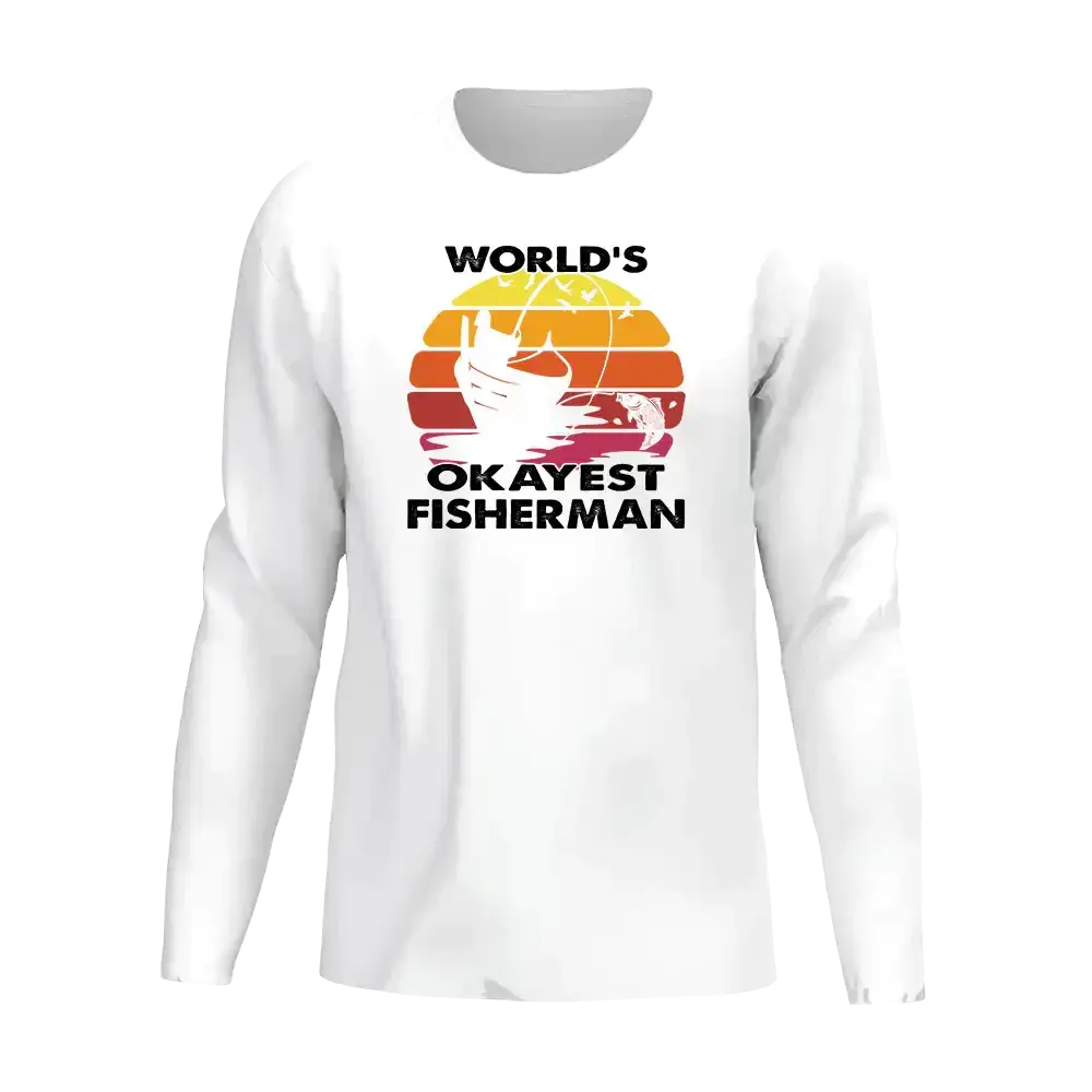 World's Okayest Fisherman Men Long Sleeve Shirt Vivareflex Online