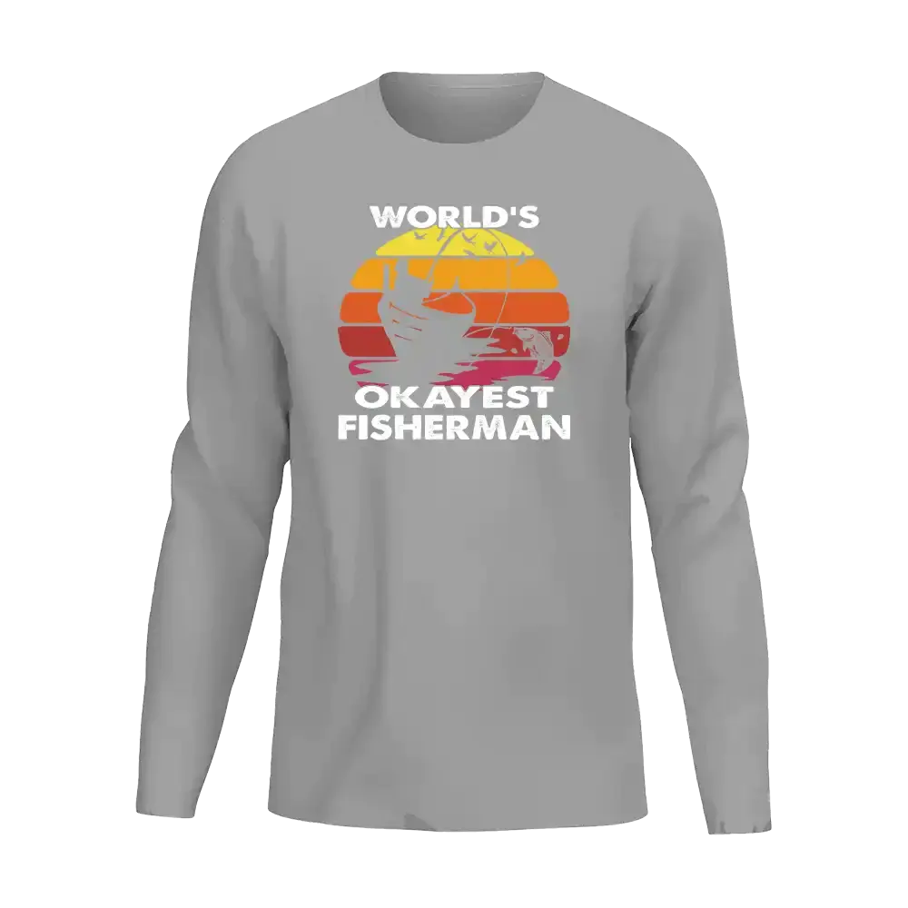 World's Okayest Fisherman Men Long Sleeve Shirt Vivareflex Online