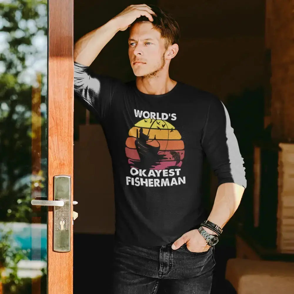 World's Okayest Fisherman Men Long Sleeve Shirt Vivareflex Online