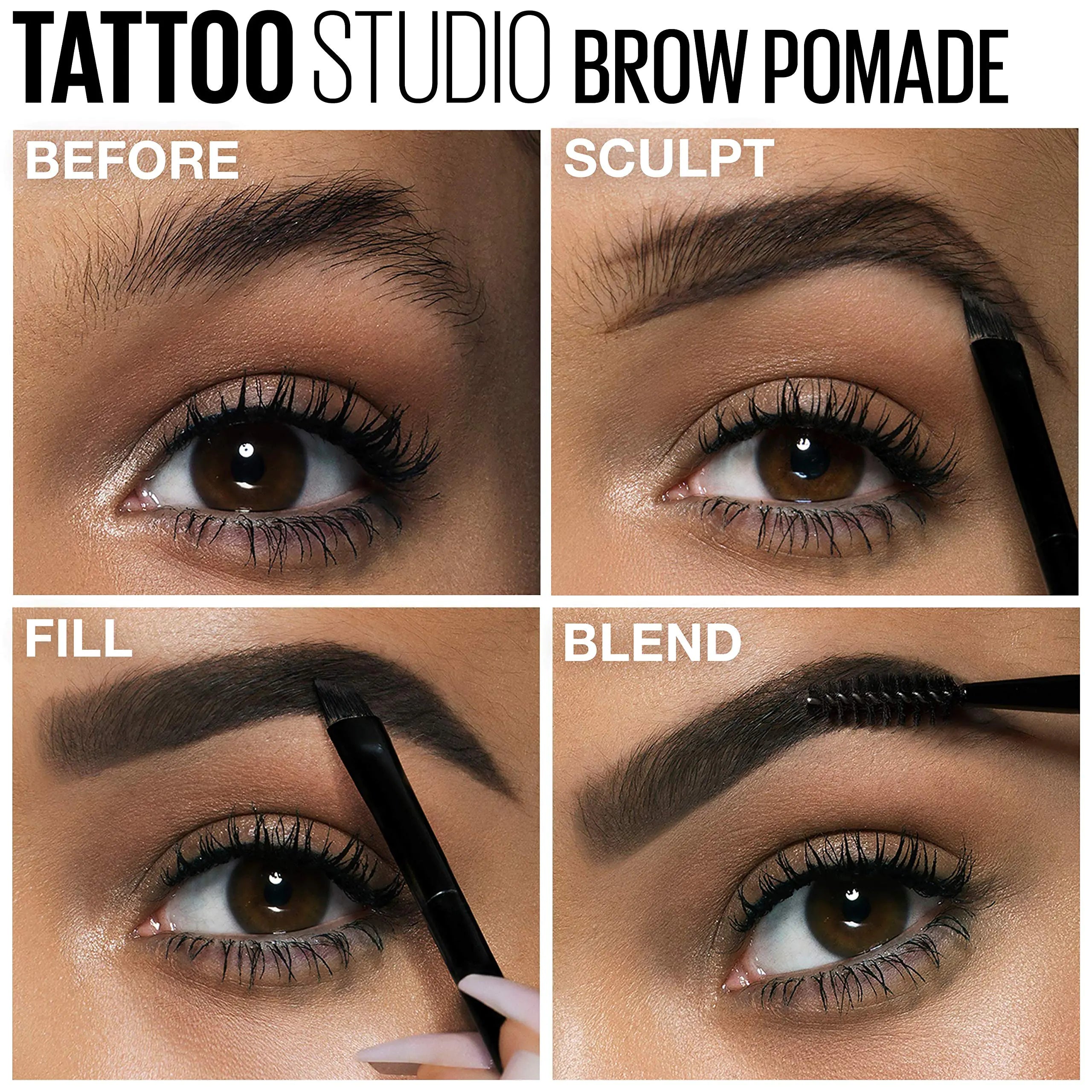 Maybelline TattooStudio Brow Pomade Long Lasting, Buildable, Eyebrow Makeup, 1 Count 382 BLACK BROWN - Vivareflex Online