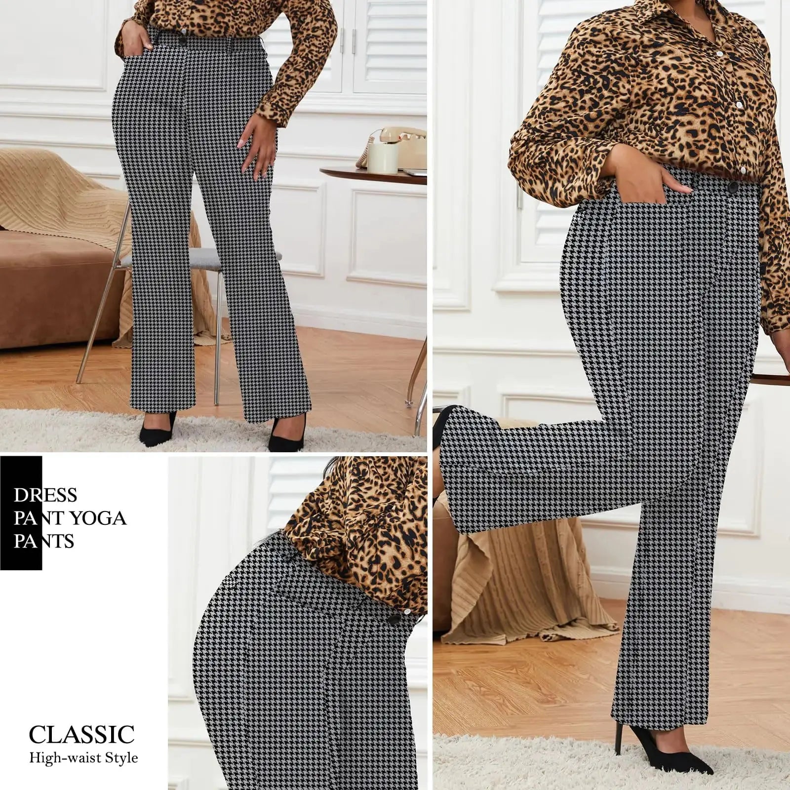 Wrinkle-Free Stretch Dress Pants Plus Size Women_Vivareflex_Online