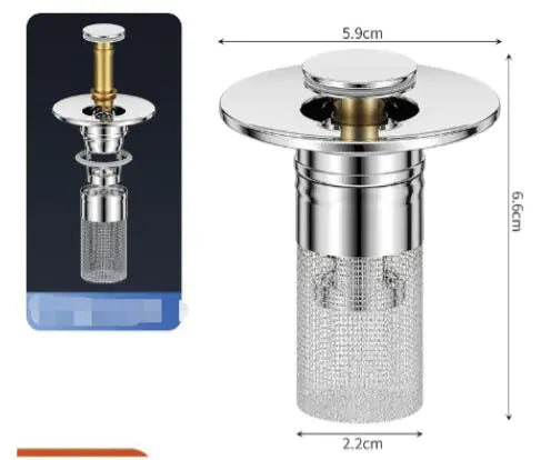 Bouchon de filtre de vidange d'évier en acier inoxydable