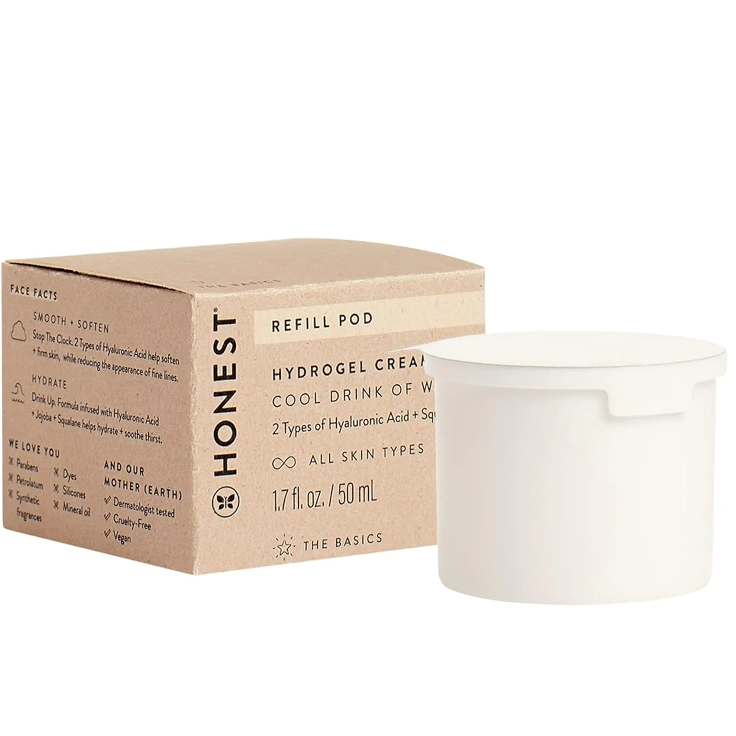 Recarga de crema de hidrogel Honest Beauty | Diseñada para recarga de envases de crema de hidrogel de tamaño completo de 1,7 fl oz (1,7 fl oz) 