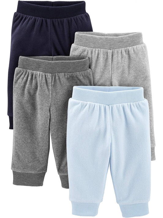 Simple Joys by Carter's Baby 4-Pack Fleece Pants 0-3 Months Dark Grey/Grey Heather/Light Blue/Navy - Vivareflex Online