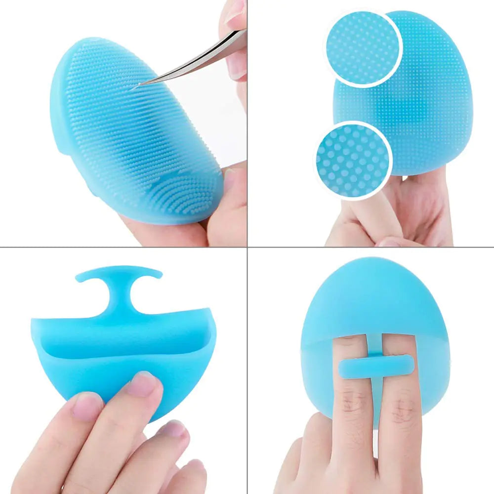 INNERNEED Brosse nettoyante et massante pour le visage en silicone super doux Brosse nettoyante manuelle pour le visage Brosse à récurer portative pour peaux sensibles, délicates et sèches (lot de 4) 4 couleurs mélangées