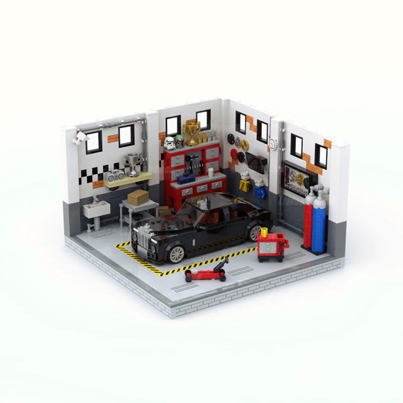 Classic City Garage Buildings Brick Model