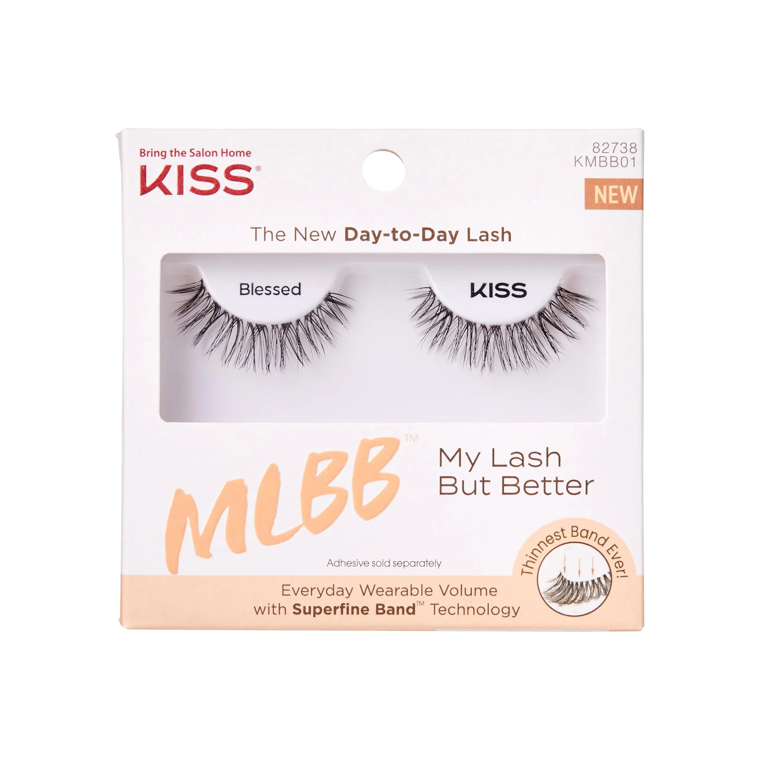 Pestañas postizas KISS My Lash But Better, 'Blessed', 12 mm, incluye 1 par de pestañas, aptas para lentes de contacto, fáciles de aplicar, pestañas postizas reutilizables Blessed 