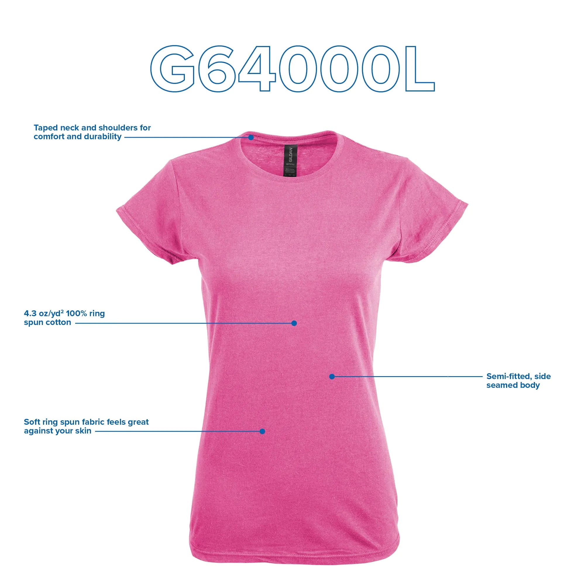 Camiseta de algodón Softstyle para mujer de Gildan, estilo G64000L, paquete múltiple, talla extragrande, color blanco (paquete de 2) 