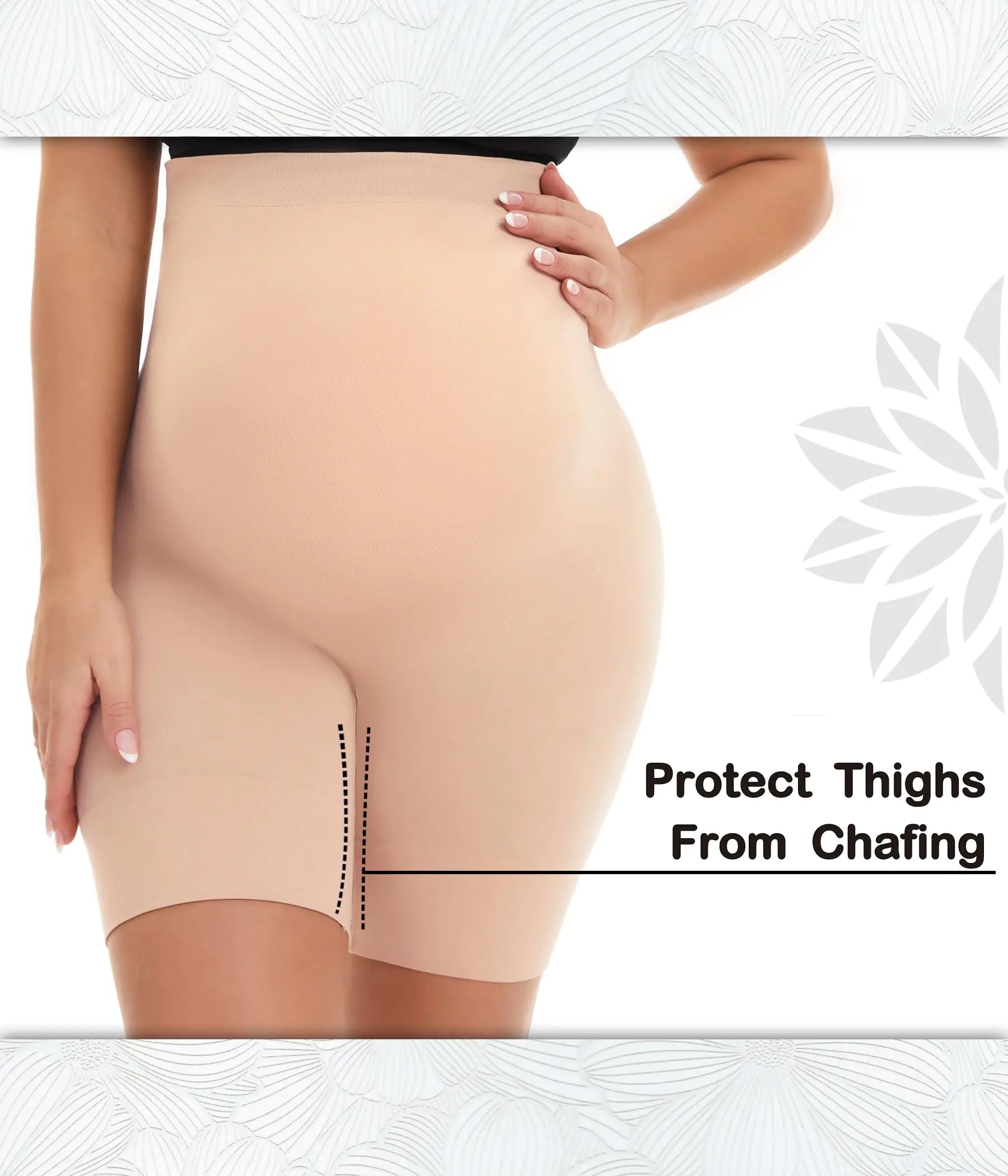 Seamless Maternity Shapewear, Prevent Thigh Chaffing, Belly Support, S-5XL Nude 5X-Large