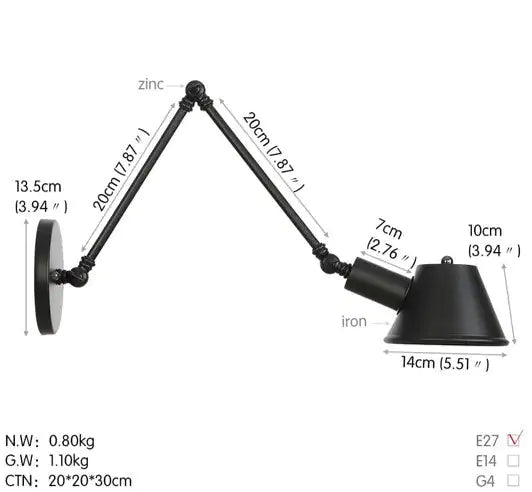 Aplique de pared en ángulo de estilo rústico