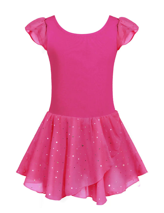 Arshiner Girls Ruffle Sleeve Ballet Dance Dress Tutu Skirted Leotard Rose Red 8-9 Years - Vivareflex Online