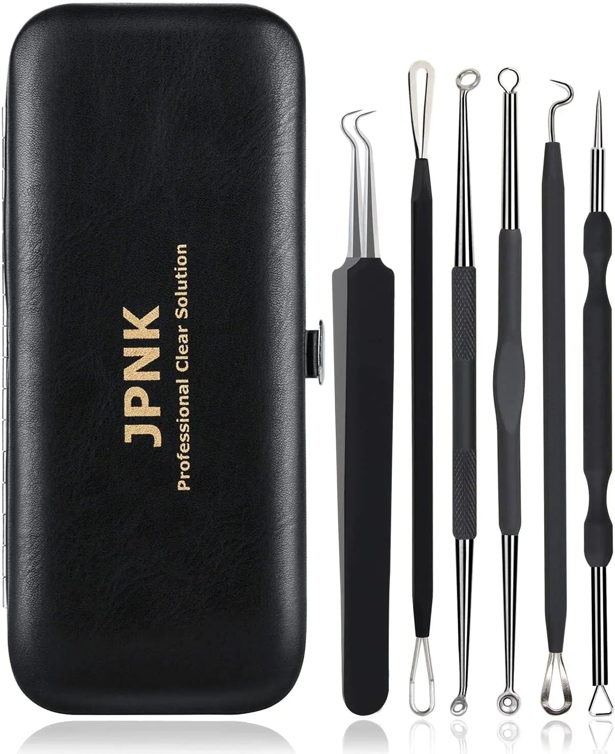 JPNK Blackhead Remover Tool Kit – 6 Pcs Acne & Zit Removal Kit with Leather Bag (Black) - Vivareflex Online