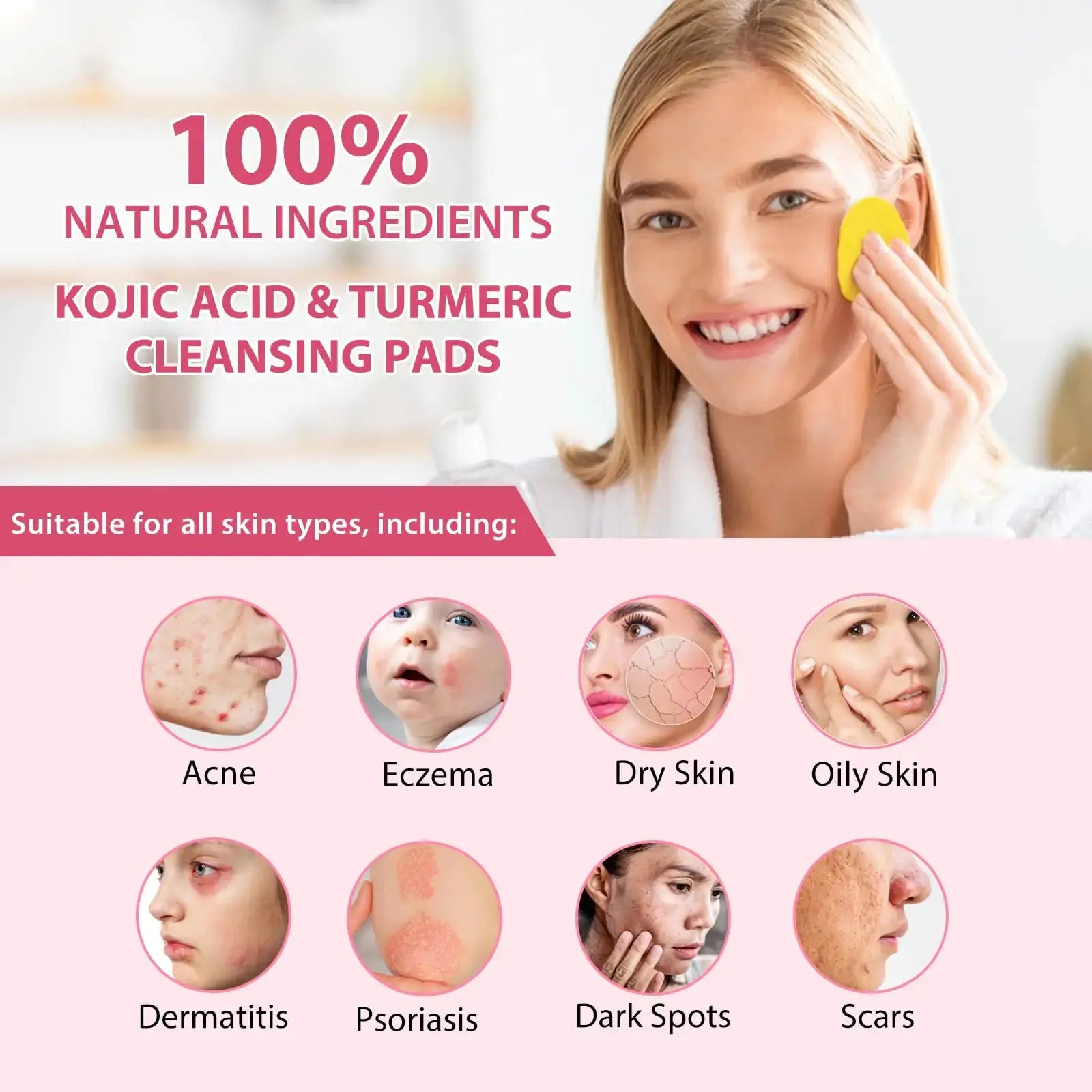 Kojic Acid Cleansing Pads | Helps Balance Skin Oil & Water_Vivareflex_Online