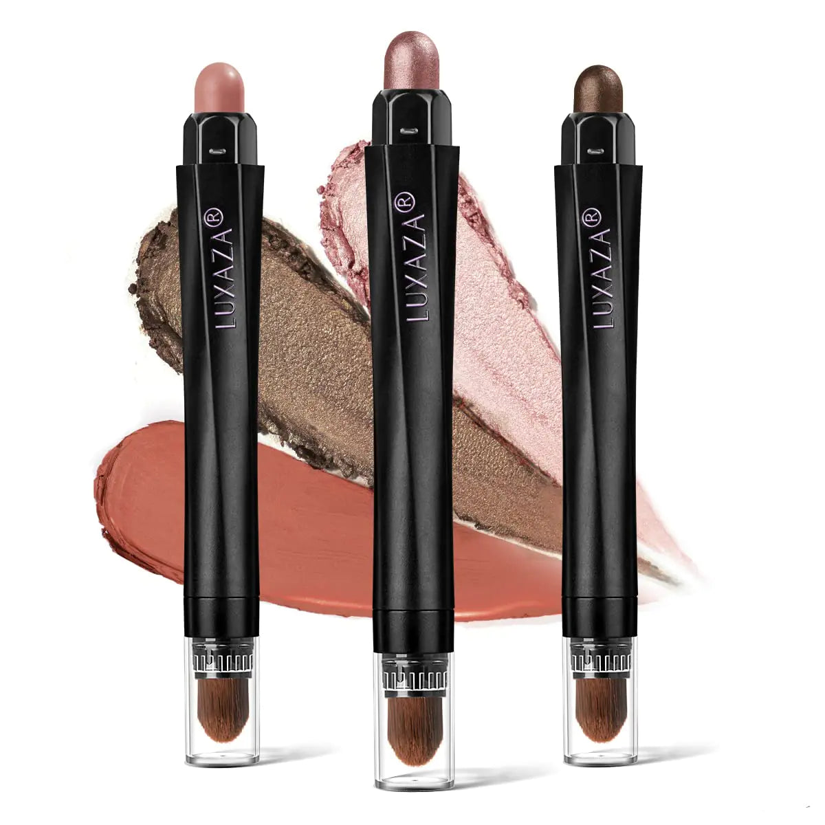 3PCS Neutral Brown & Shimmer Pink Cream Eyeshadow Stick Set – Long-Lasting, Smudge-Proof Eye Brightener Makeup - Vivareflex Online