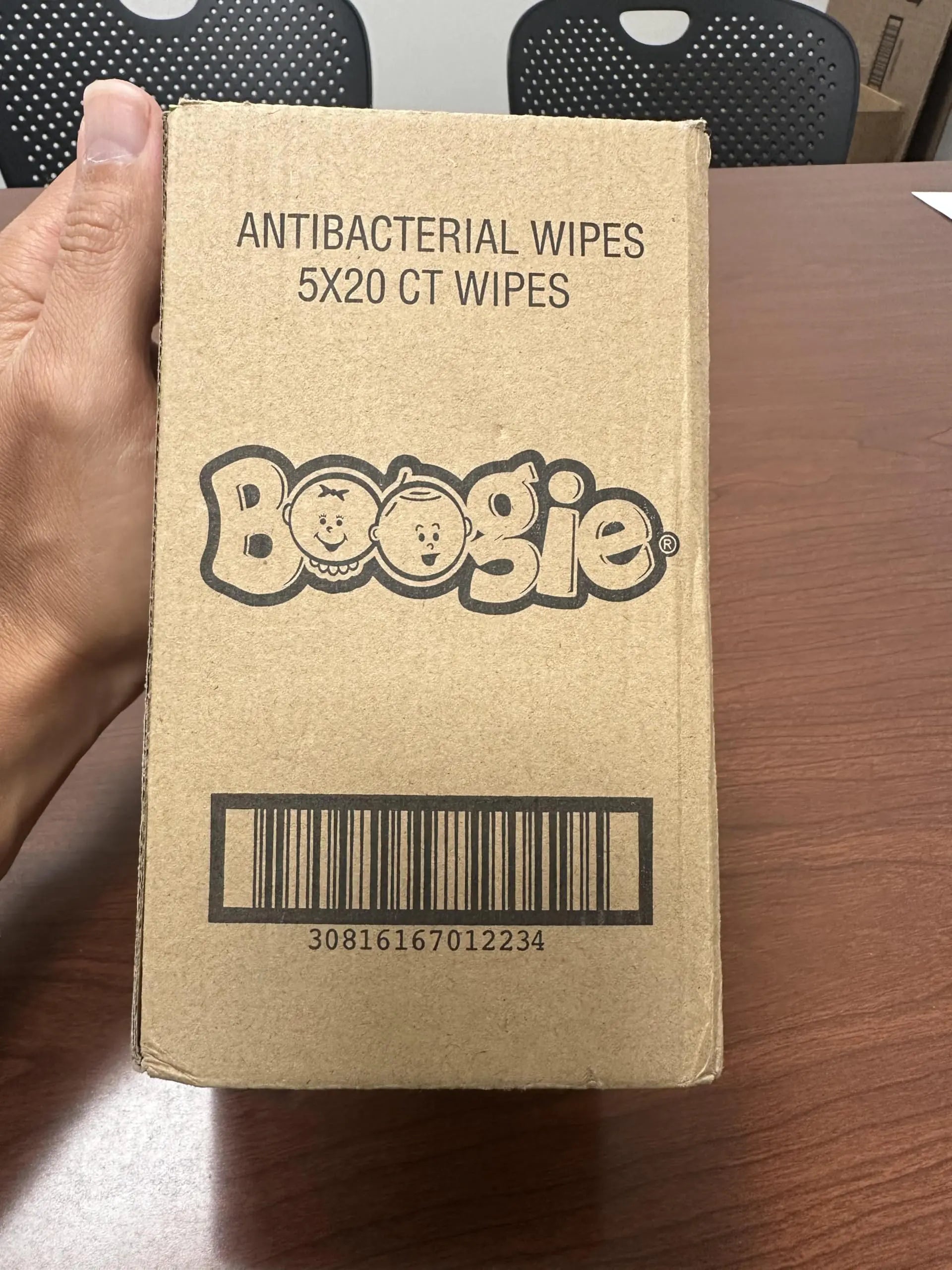 Lingettes antibactériennes pour les mains de Boogie, sans alcool, hypoallergéniques et hydratantes à l'aloès, lingettes pour les mains pour enfants et adultes, 5 paquets de 20 (100 lingettes au total)