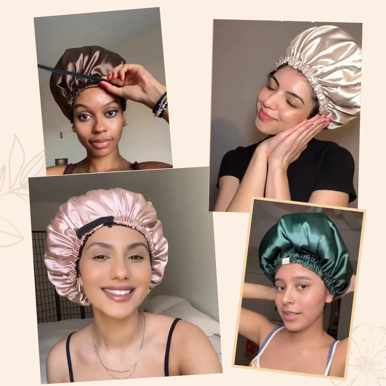 YANIBEST Satin Bonnet Silk Bonnet Adjustable Hair Bonnet for Sleeping Hair Bonnets for Women Curly Natural Hair One Size Brown - Vivareflex Online