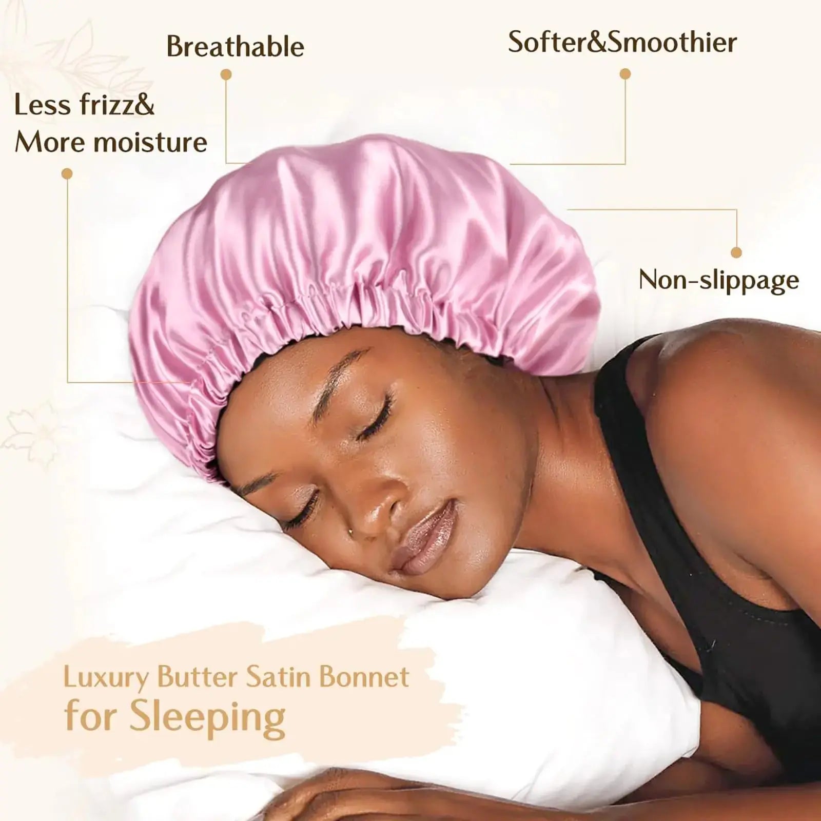 YANIBEST Satin Bonnet Silk Bonnet Adjustable Hair Bonnet for Sleeping Hair Bonnets for Women Curly Natural Hair One Size Brown - Vivareflex Online