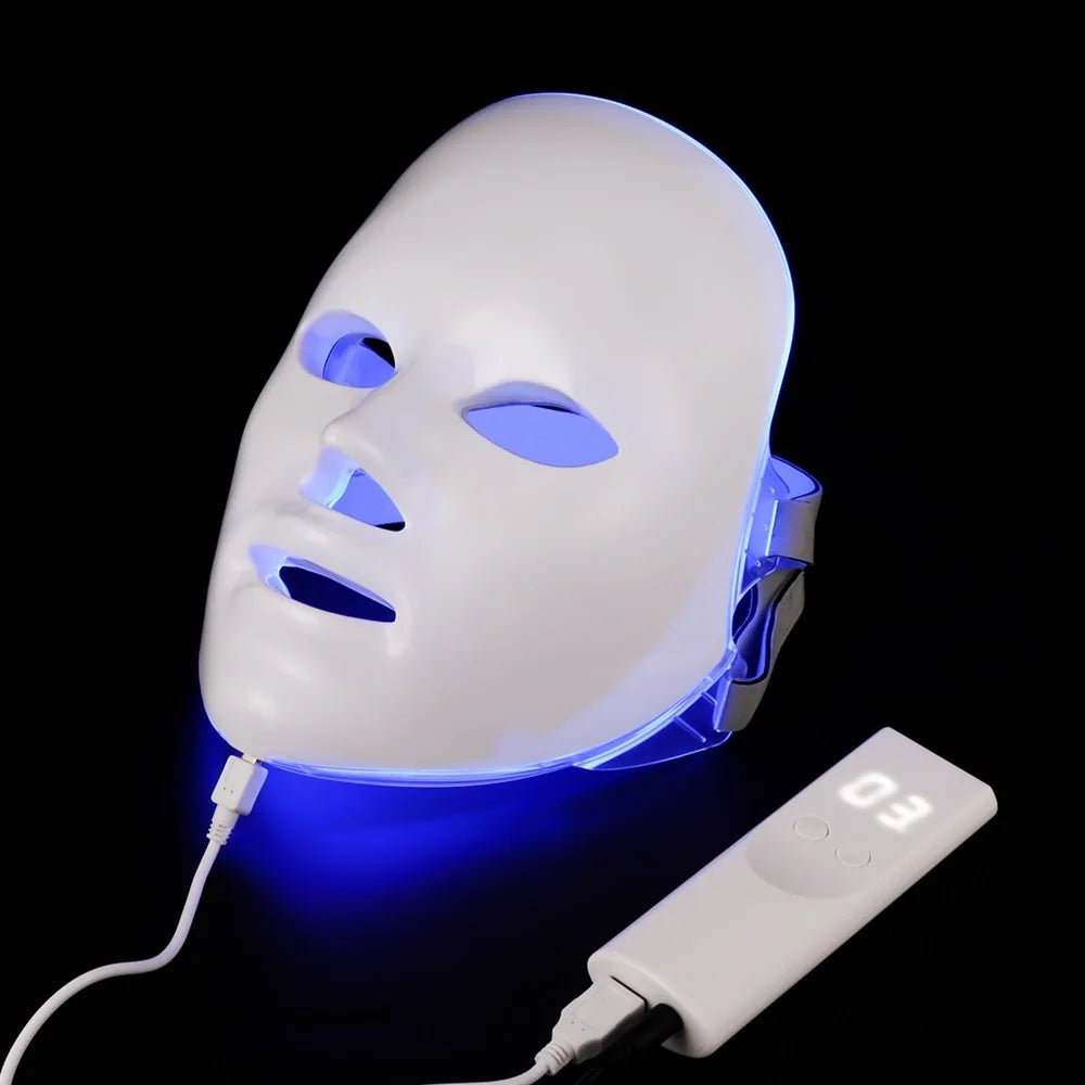 Máscara facial con terapia de fotones LED de 7 colores