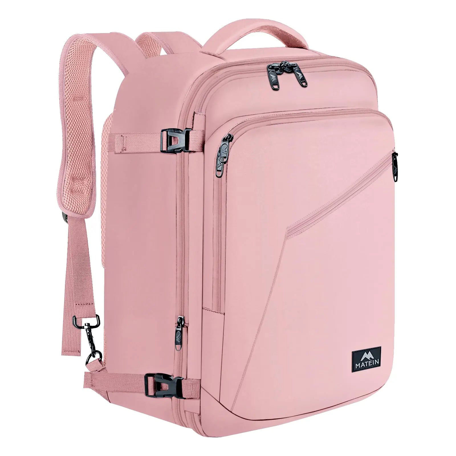 Mochila de viaje rosa MATEIN para mujer: mochila de fin de semana convertible de 35 l, expandible y aprobada por aerolíneas