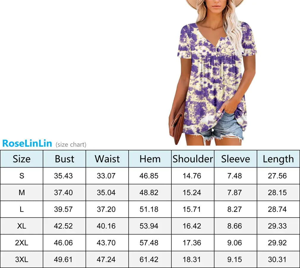 Roselinlin Women's Short Sleeve Floral Tops – Stylish Summer Comfort - Vivareflex Online