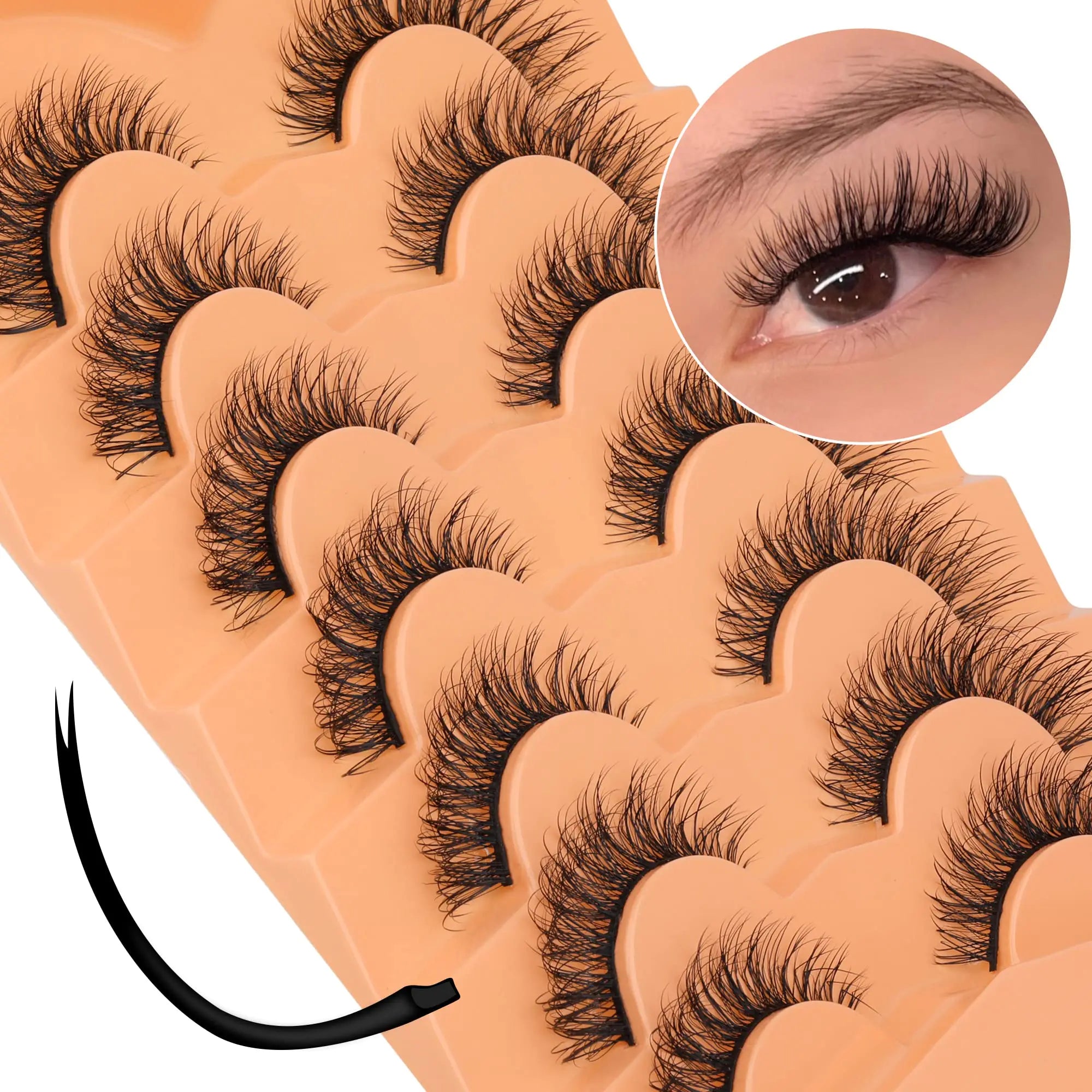 Pestañas de visón Pestañas postizas de aspecto natural Pestañas planas tenues Pestañas postizas esponjosas que parecen extensiones Pestañas postizas ALPHONSE de 16 mm Paquete B2-Wispy