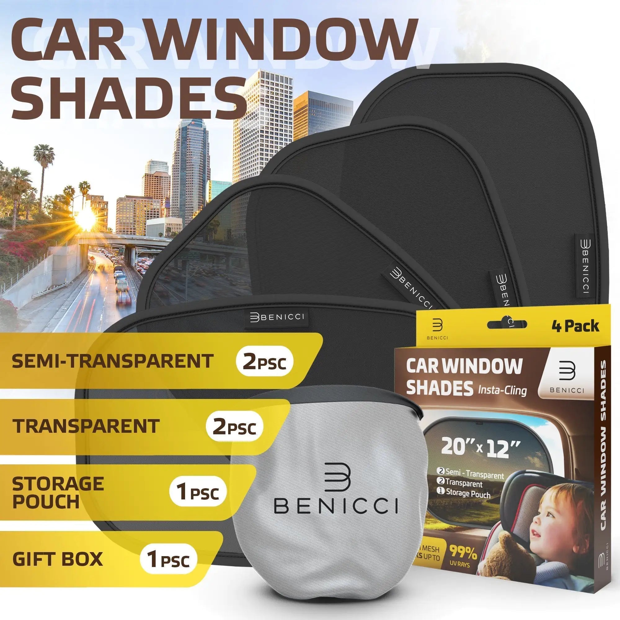 SunGuard Car Shade Kit - UV Blocking Set for Family Travel Vivareflex Online