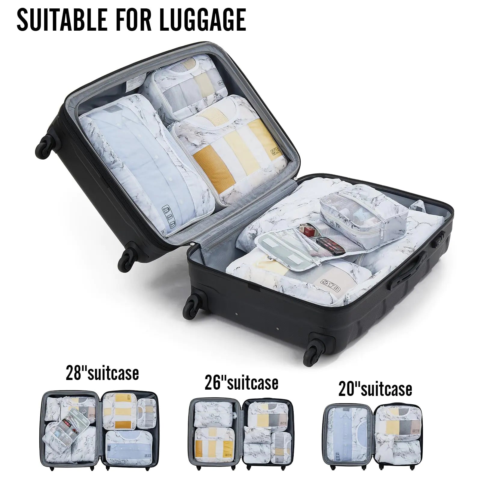 Veken 8-Piece Packing Cubes Set – Travel Bag Organizers for Suitcases & Carry-On Luggage - Vivareflex Online