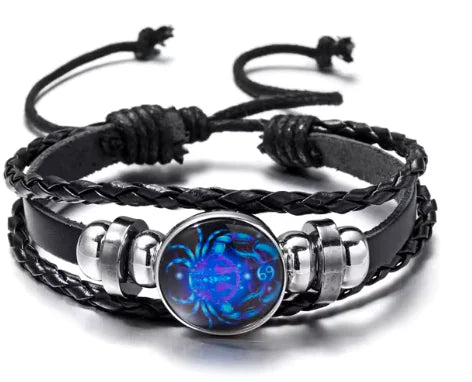 Luminous Zodiac Constellation Braided Couples Leather Bracelet for Men Vivareflex Online