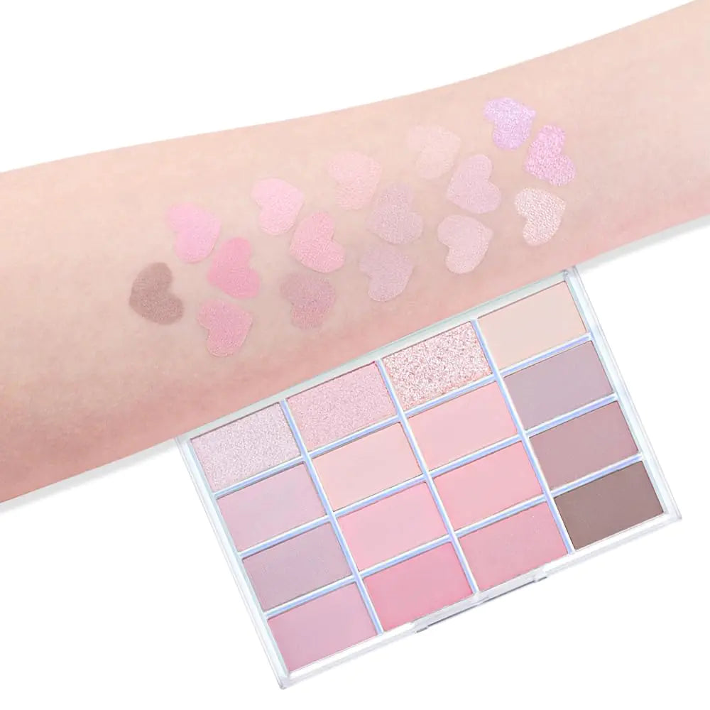 16-Color Matte Eyeshadow Palette – Pink Nude Taupe Basics, Waterproof & Ultra-Blendable - Vivareflex Online