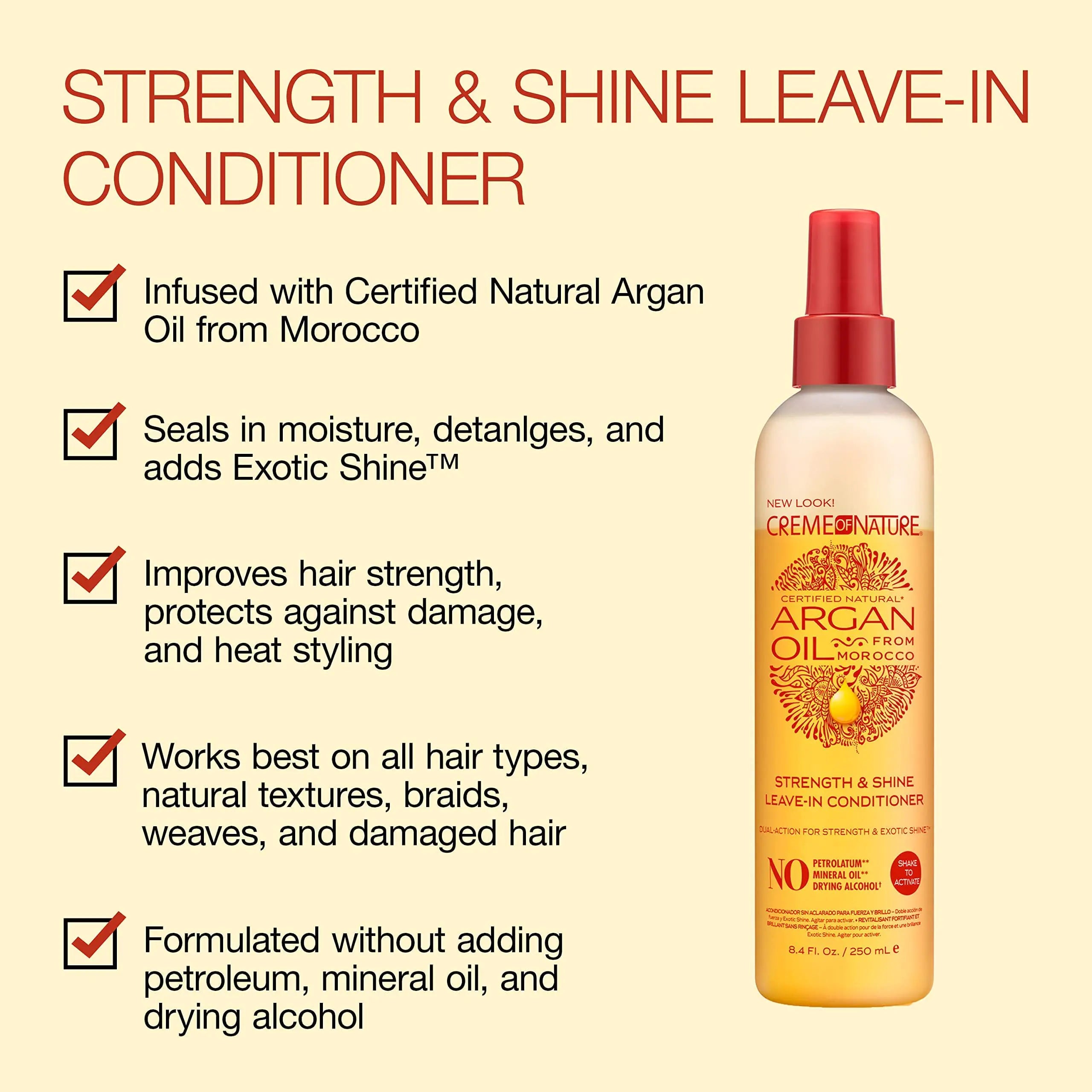 Creme of Nature, Argan Oil Leave In Conditioner, Detangling and Conditioning Formula for Normal Hair 8.45 Fl Oz 8.4 Fl Oz (Pack of 1) - Vivareflex Online