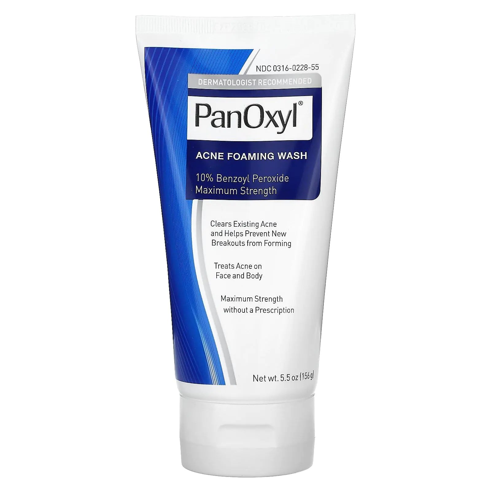 Jabón espumoso para el acné PanOxyl con peróxido de benzoilo al 10 % y máxima potencia antimicrobiana, 5,5 oz, sin fragancia, 5,5 oz (paquete de 1) 