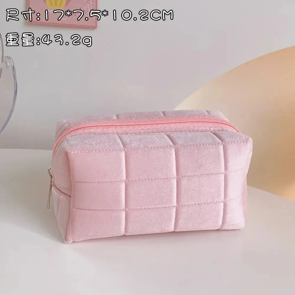 Zipper Large Solid Color Cosmetic Bag Cute Plush Makeup Bag for Women Travel Make Up Toiletry Bag Washing Pouch Plush Pen Pouch Ultimate Bag Store