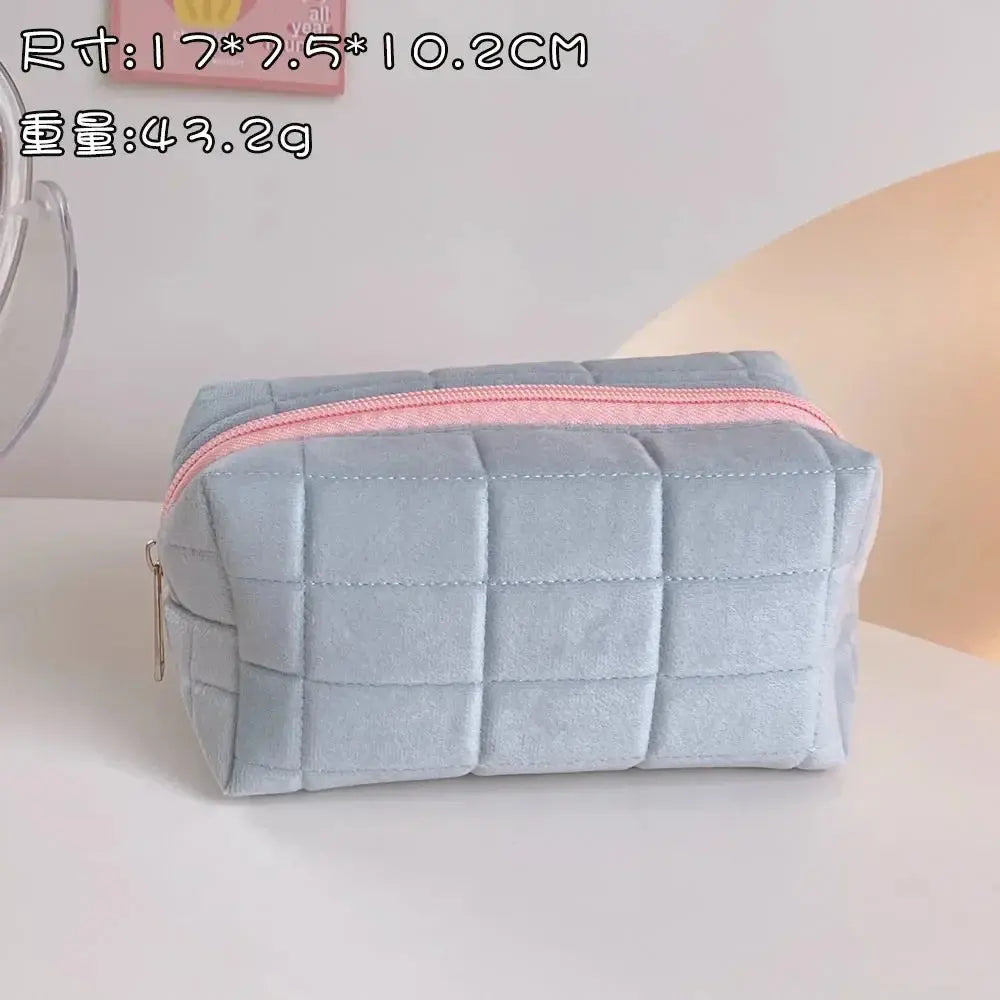 Zipper Large Solid Color Cosmetic Bag Cute Plush Makeup Bag for Women Travel Make Up Toiletry Bag Washing Pouch Plush Pen Pouch Ultimate Bag Store