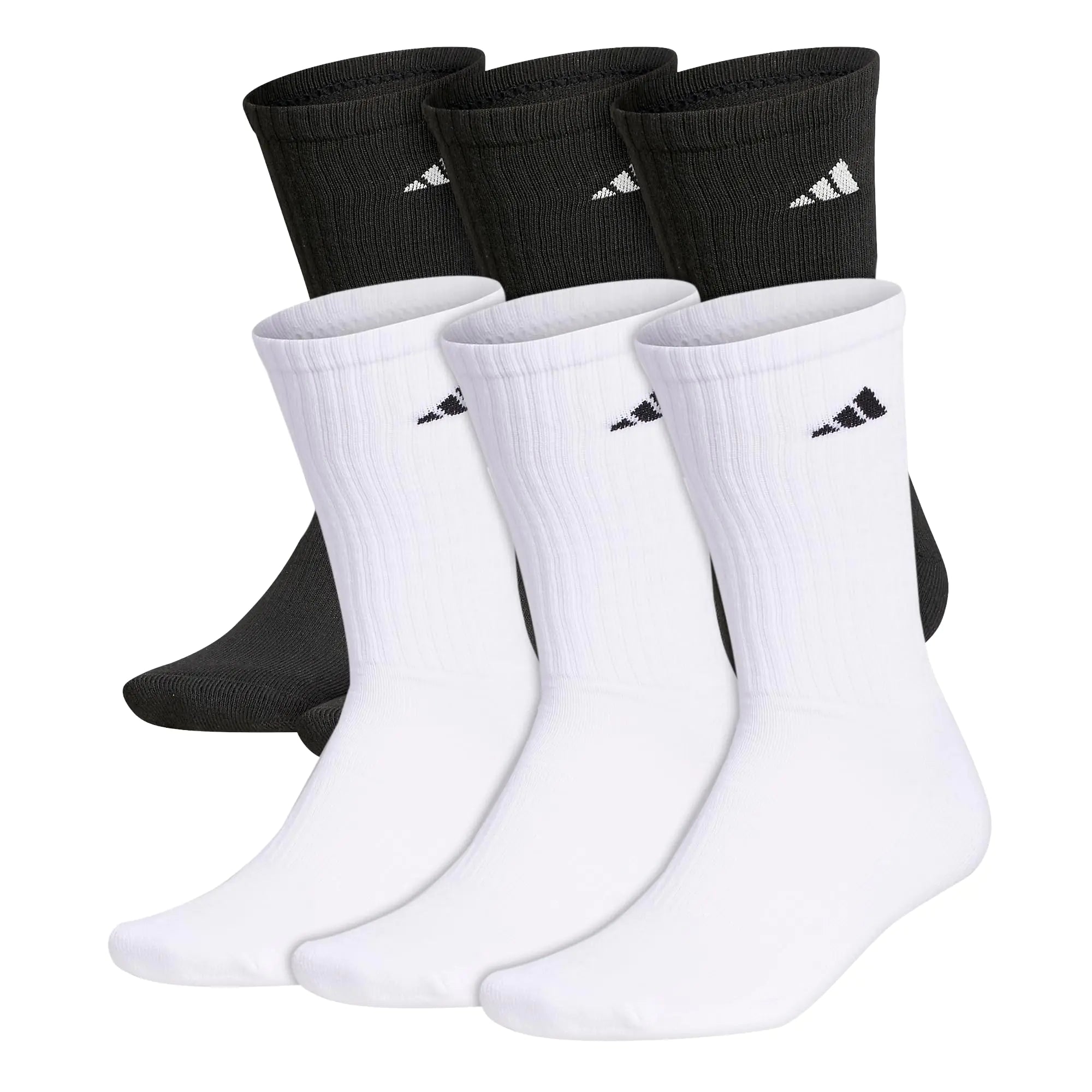 adidas Men's Athletic Cushioned Crew Socks with Arch Compression for a Secure Fit (6-Pair) Large White/Wonder Beige/Alumina Beige