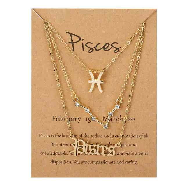 Zodiac Sign Pendant Necklace Available in 12 Different Signs_Vivareflex_Online