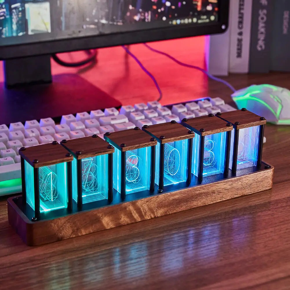 WiFi RGB Nixie Glow Tube Clock LED Digital Table Ornament - Vivareflex Online