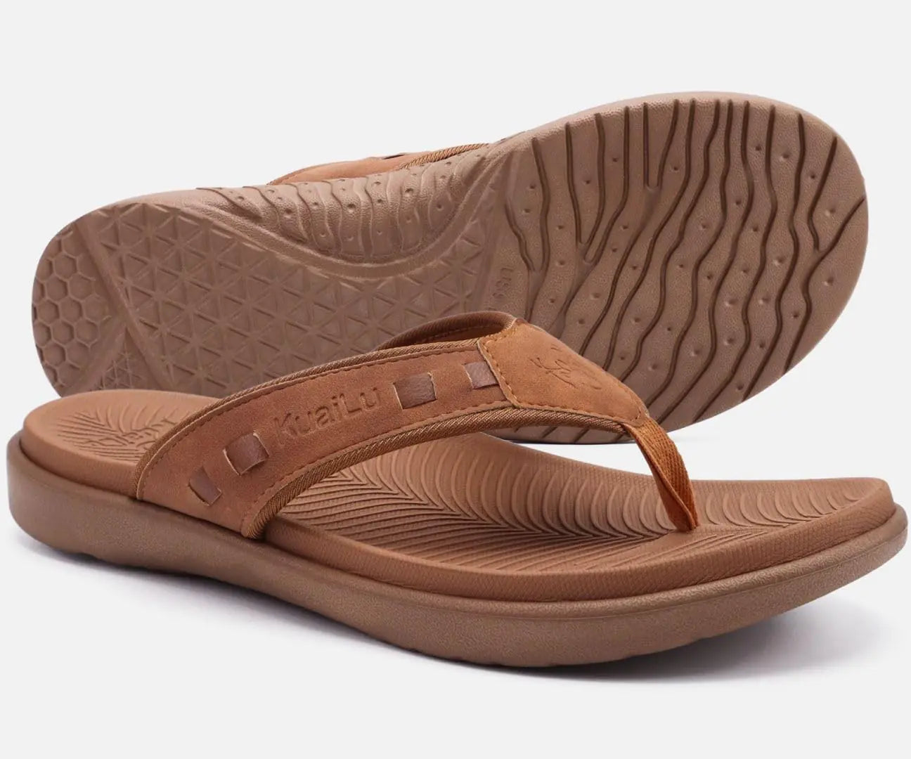 KuaiLu - Chanclas deportivas para hombre, cómodas sandalias ortopédicas con tiras y soporte para el arco de la fascitis plantar, para exteriores, verano, playa, tallas 7 a 15, 14, color caqui