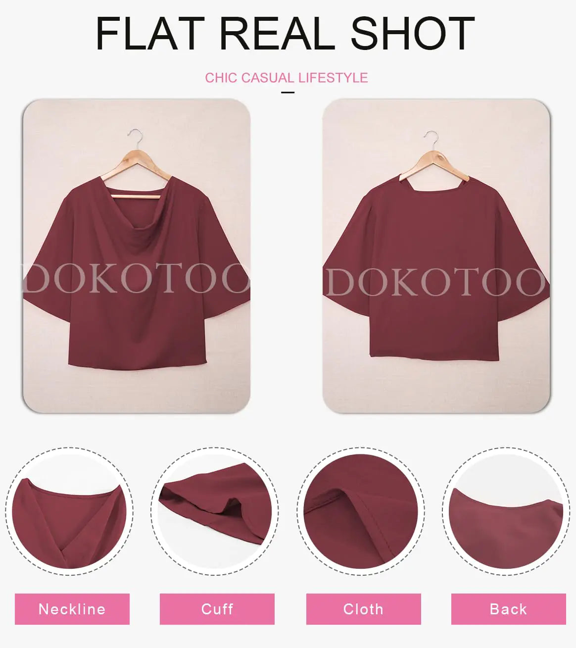 Blusas y tops de mujer Dokotoo Camisas y tops de gasa de manga corta Talla mediana 9 a Rojo 